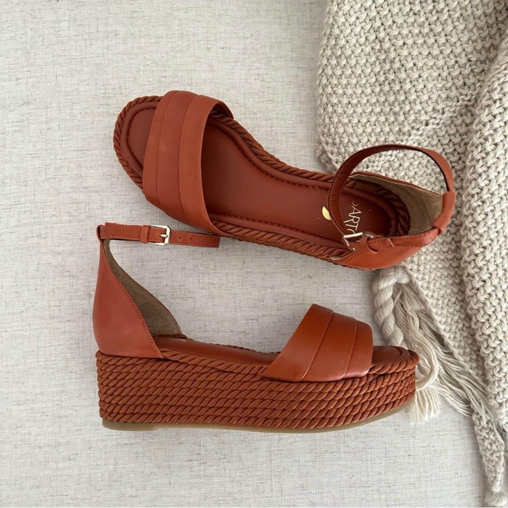Franco Sarto Maroon Rope Wedge Sandals Sz 7